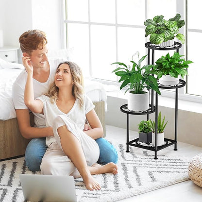 4 Tier Plant Stand Indoor Outdoor, Metal Flower Shelf Display Holder - Image 7