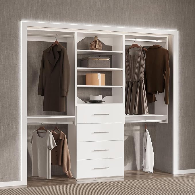 4 Drawer Short Tower Closet Unit, Modular Closet System, Wood Closet System - Image 7