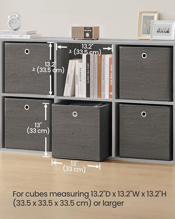 SONGMICS Storage Cubes, Foldable Fabric Storage Bins, Misty Gray, URFB133G01 - Image 7