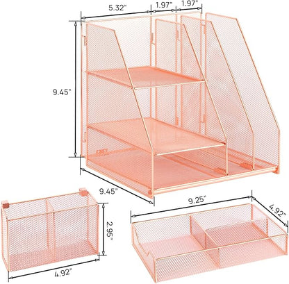 Topwey Rose Gold Desk Accessories, Office Supplies Desk Organizer Caddy - Image 7