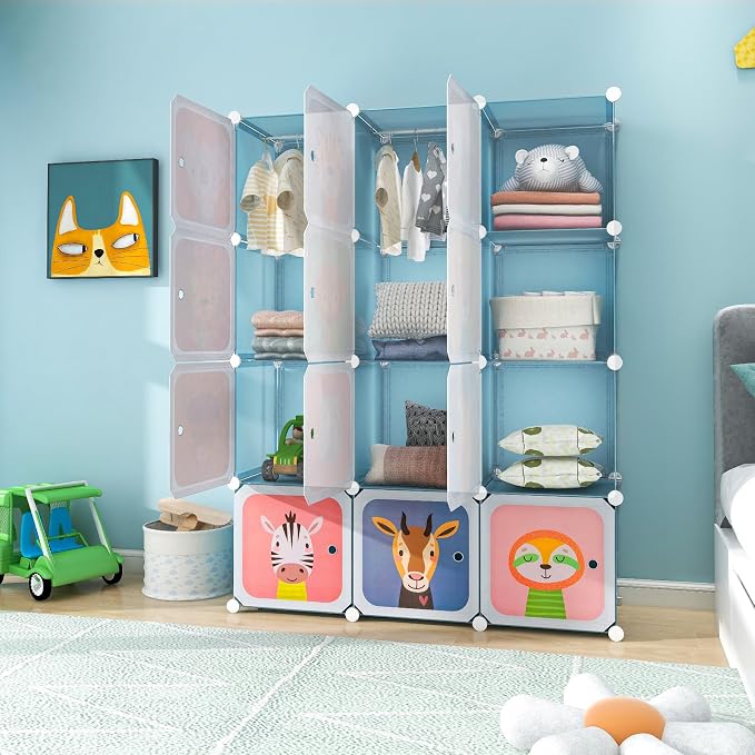 Costzon Kids Closet, Cartoon DIY Modular Dresser Storage Organizer - Image 9