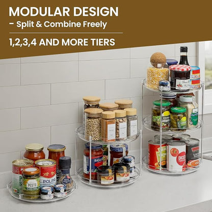 2 Set 2 Tier Non-Skid Acrylic Lazy Susan Turntable Organizer - Image 3