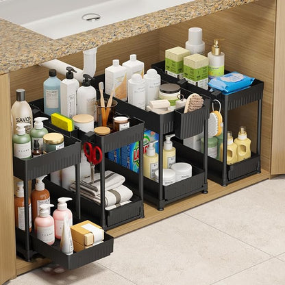 Sevenblue 4 Pack Under Sink Organizer, Bathroom Organizers and Storage by Sevenblue