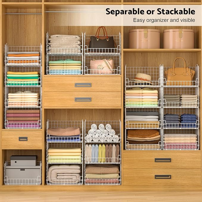 4-Tier Stackable Closet Organizers and Storage Basket - Image 4