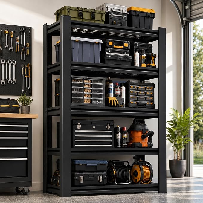 SAWJEC Garage Shelving Unit, 2000 lb | 72"H x 35.8"W x 16.1"D, 5 Adjustable by SAWJEC