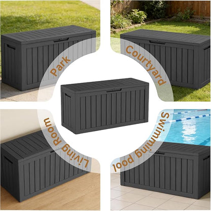 DRATO 85 Gallon Outdoor Deck Box, Weather-Resistant Resin Patio Storage Box - Image 5