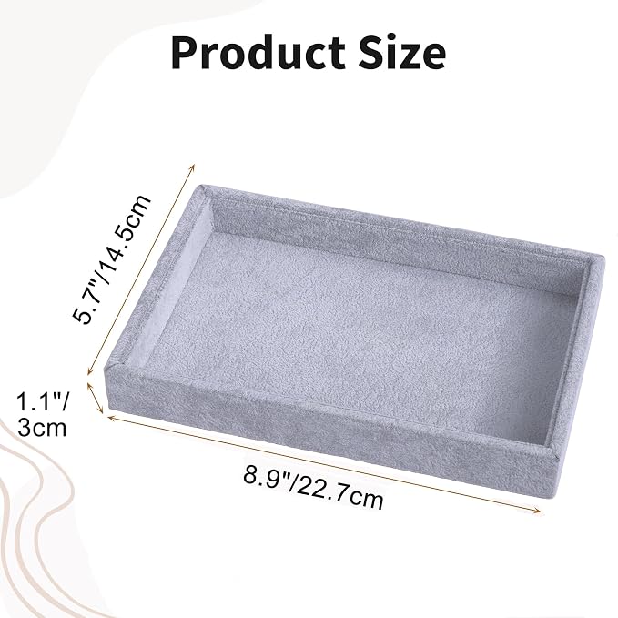 Mornajina 9" x 5.7" Velvet Jewelry Tray Jewelry Display Tray, Stackable Empty - Image 2