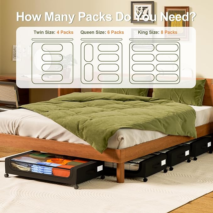 GoMaihe Under Bed Storage with Wheels: 48L Underbed Storage Containers with - Image 7