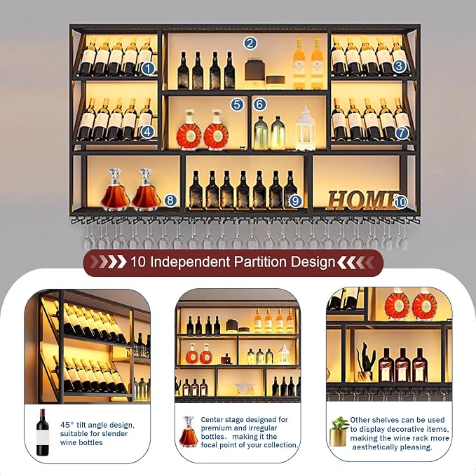 3 Tier Large Wine Rack Wall Mounted - Image 2