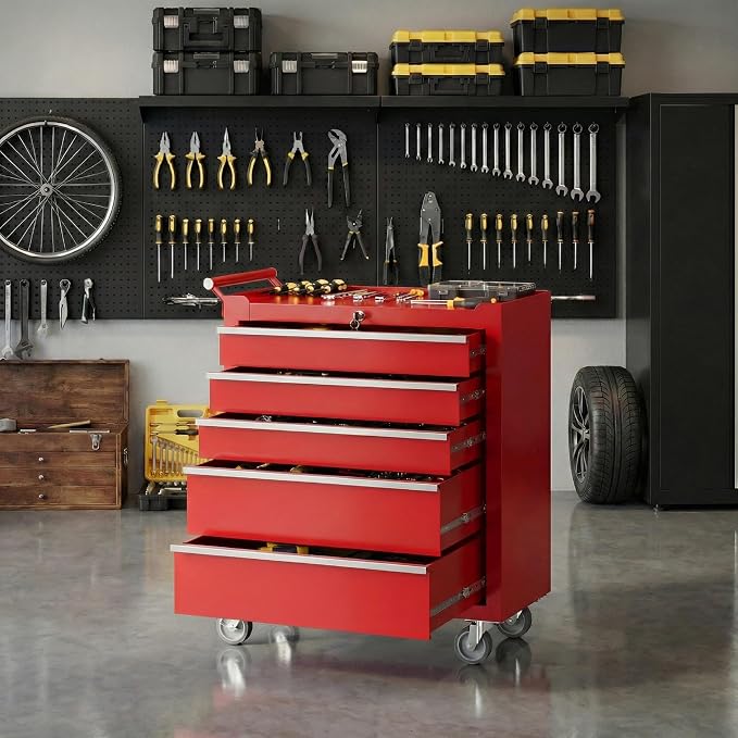 Rolling Tool Box with Wheels – 5 Drawer Heavy Duty Tool Chest Cabinet, Lockable - Image 2