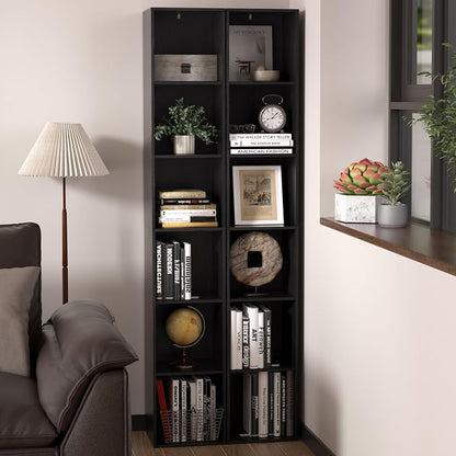 5 Cube Storage Organizer, Narrow Open Shelf Bookcase, Freestanding Low Display - Image 8