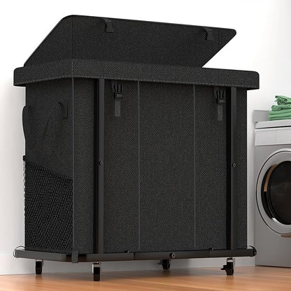 60 Gal Laundry Basket with Lid, Rolling Laundry Hamper with Wheels, Dirty by Unlockyourhomestoragelife