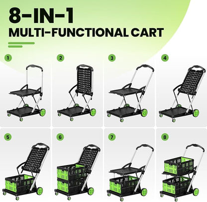 Collapsible Shopping Cart, 8-in-1 200LBS Multi Functional Utility Cart - Image 3