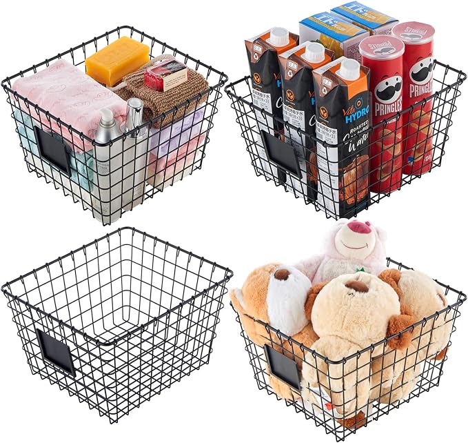 JUNCHU CHERRY 4 Pack【Large】 Wire Handmade Storage Basket by JUNCHUCHERRY