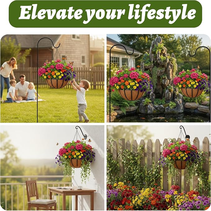 12 Inch 2 Pack Metal Hanging Planter Basket - Image 7
