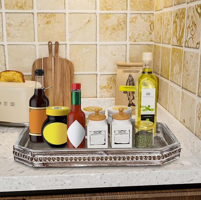 MAONAME Wood Serving Tray, Farmhouse Wooden Tray - Image 4