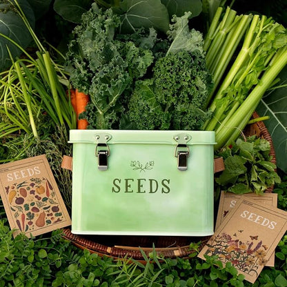 1Canoe2 Tin Seed Organizer Storage Box, Garden Seed Packet Vault Container - Image 6