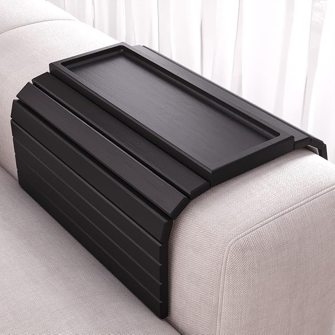 Sofa Arm Tray, Bamboo Folding Couch Arm Tray, Sofa Armrest Trays by DANFOXER