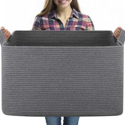 95L Extra Large Blanket Basket, Nursery Blanket Storage by OIASKET