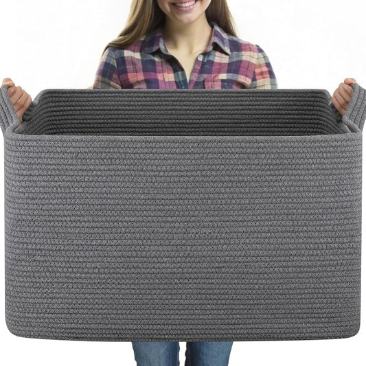 95L Extra Large Blanket Basket, Nursery Blanket Storage by OIASKET