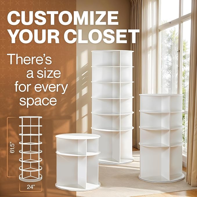 LOFT + IVY 7 Tier Rotating Shoe Rack Tower – 360° Spinning Storage Organizer - Image 7