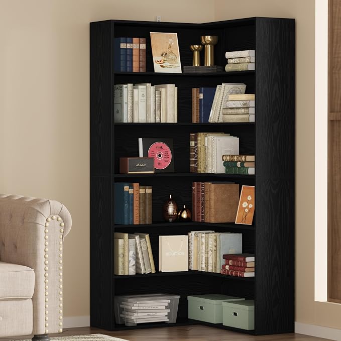 ANCTOR Corner Bookshelf, 6 Tiers Corner Bookcases by ANCTOR