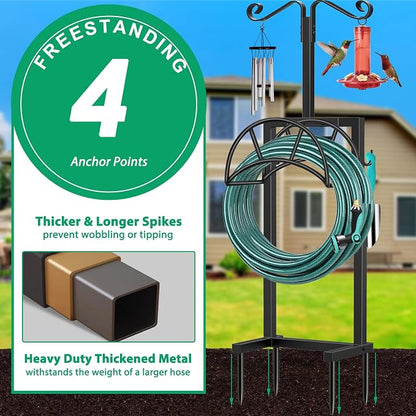 TomCare Garden Hose Holder 4 Spikes Garden Hose Reel Hose Stand Upgraded Water - Image 2