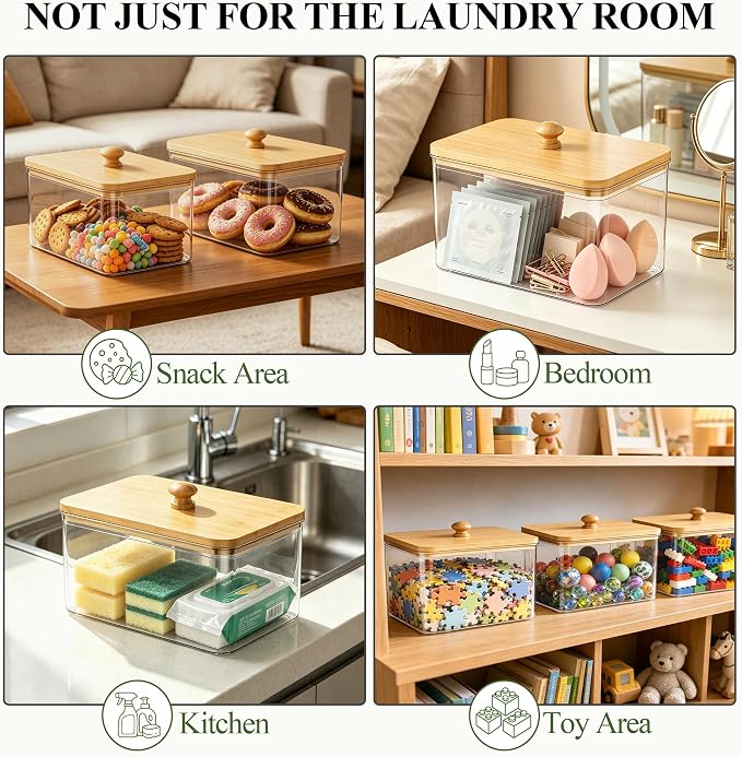 Dryer Sheet Holder with Lid, Dryer Sheet Dispenser with 6 Labels, Laundry Sheet - Image 6