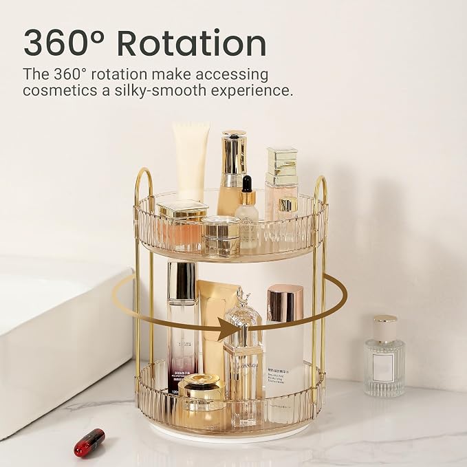 Rotating Makeup Organizer for Vanity 2 Tier - Image 2