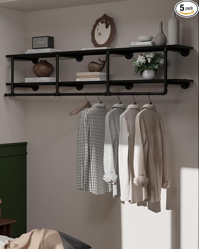 Wall Mounted Clothes Rack 12 Inch Deep, 72 Inch Heavy Duty Garment Rack by INDUSTRIALSHELVESDESIGN
