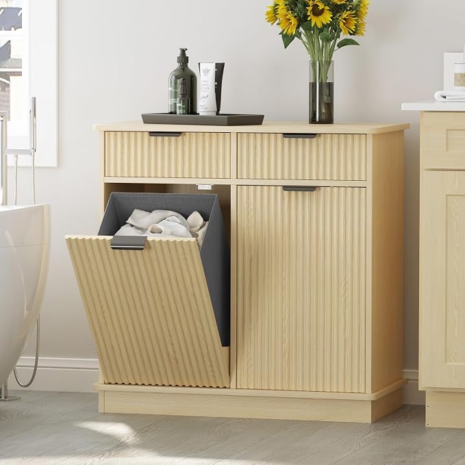 Natural Double Tilt Out Laundry Hamper Cabinet Laundry Basket Cabinet Hidden by Mepplzian