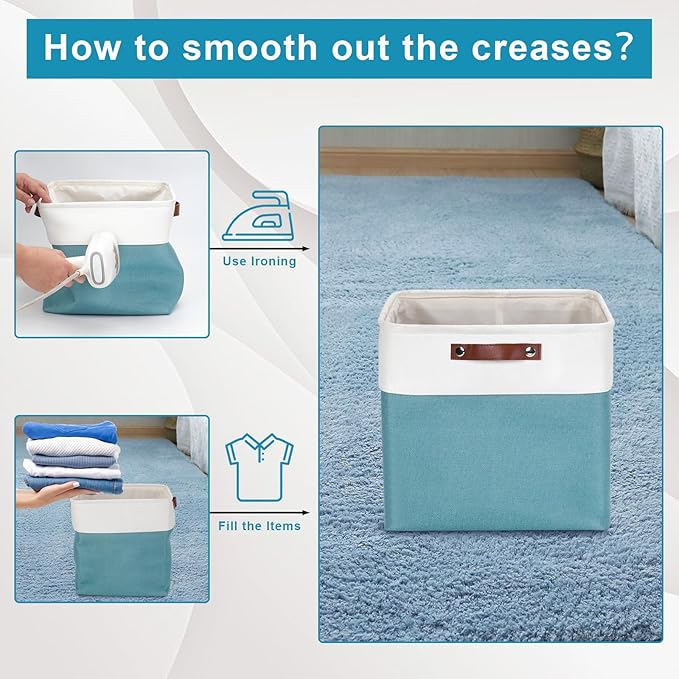 13x13 Cube Storage Bins, Collapsible Fabric Storage Box, 4 Pack Closet Baskets - Image 4