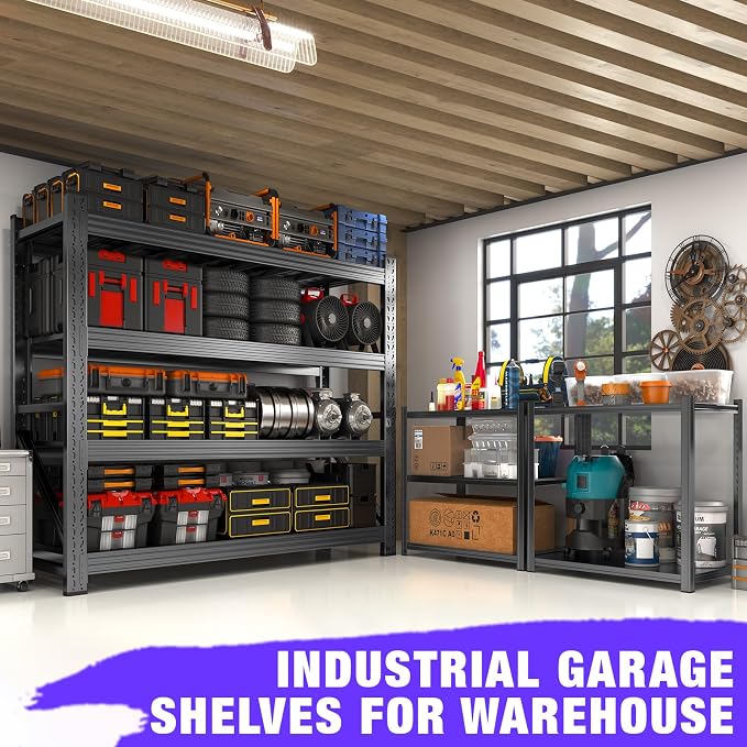 Metal Garage Shelving Unit, Heavy Duty 4-Tier Adjustable Wire Storage Rack - Image 3