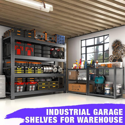 Metal Garage Shelving Unit, Heavy Duty 4-Tier Adjustable Wire Storage Rack - Image 3
