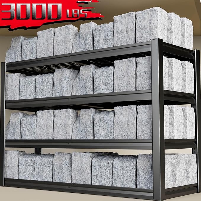 62" Wide Heavy Duty Garage Shelving Units, 4-Tier Deep Storage Shelves - Image 4