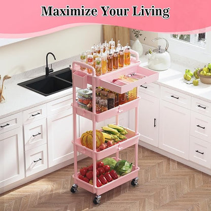 SUNALLY 4 Tier Rolling Utility Cart - Image 6