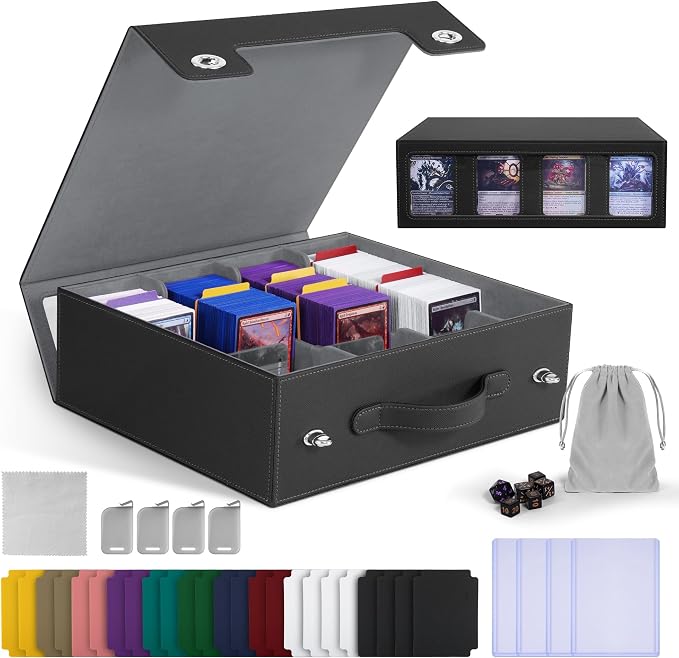 Trading Card Storage Box with Portable Handle, 3000+ MTG Storage Box with 4 by Unknown