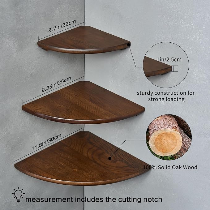 Corner Shelves, Floating Corner Shelf, Round End - Image 5