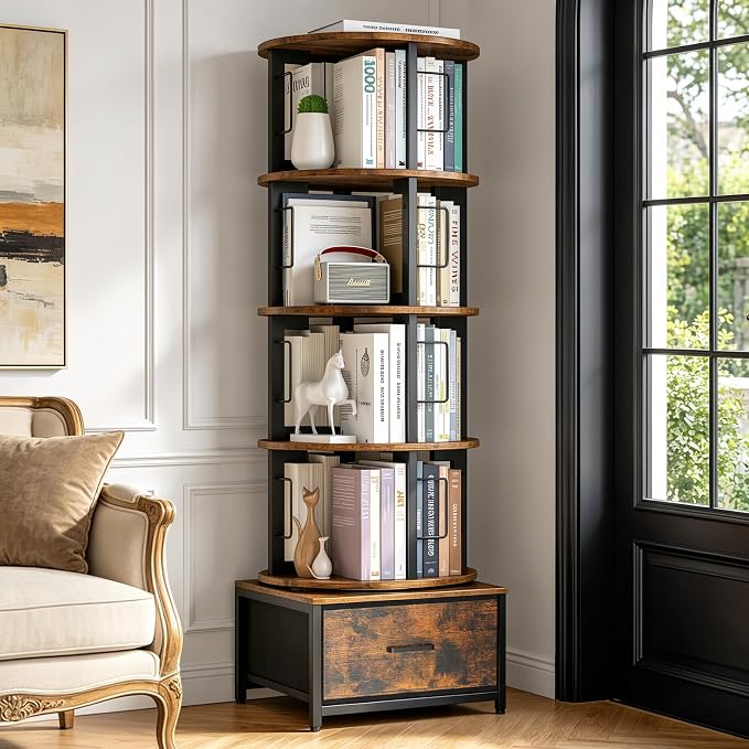 Housolution 5 Tier Rotating Bookshelf Tower by Housolution