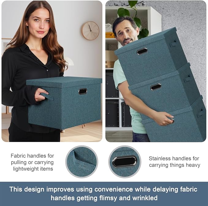 Large 17" 36 Quart Collapsible Stackable Storage Bins - Image 5