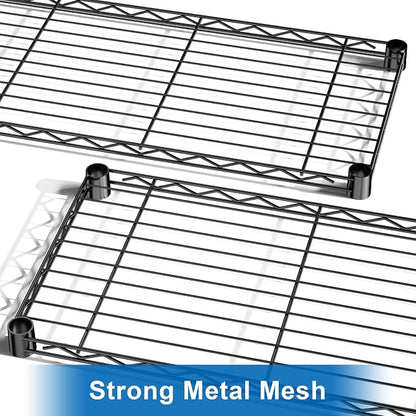 Auslar 3-Tier Heavy Duty Wire Shelving Adjustable Metal Storage Rack Black | - Image 7