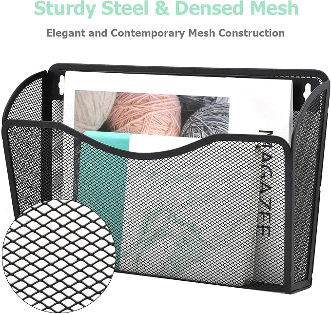 EASEPRES 3 Single Pocket Mesh Hanging File Organizer, Vertical Wall Mounted - Image 4