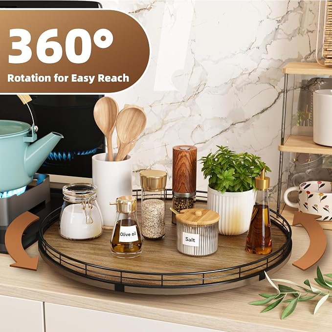 Acacia Wood 18" Lazy Susan Turntable Organizer - Image 3