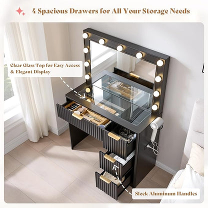 AMERLIFE 36.2" Fluted Vanity Desk - Image 9