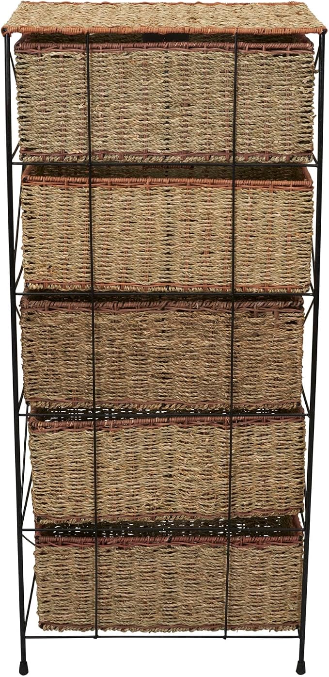 Household Essentials 5 Drawer Seagrass Wicker Storage Tower - Image 9