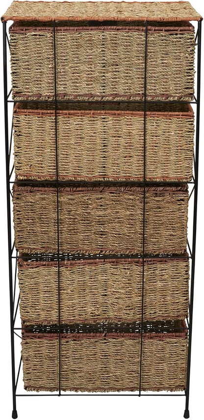 Household Essentials 5 Drawer Seagrass Wicker Storage Tower - Image 9