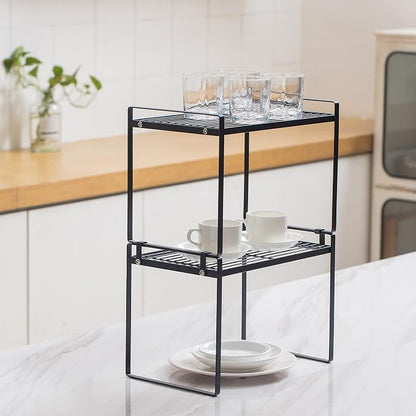 2Pack Kitchen Cabinet Shelf Counter Organizer Rack Pantry Storage Bathroom - Image 2