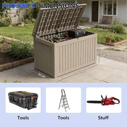 270 Gallon Outdoor Storage Box Resin Deck Box All Weather Waterproof Large - Image 2