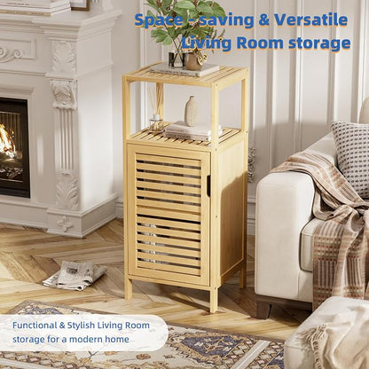 HITNET Bathroom Cabinet Freestanding, Small Bamboo Floor Cabinet, 4 Tier Single - Image 4