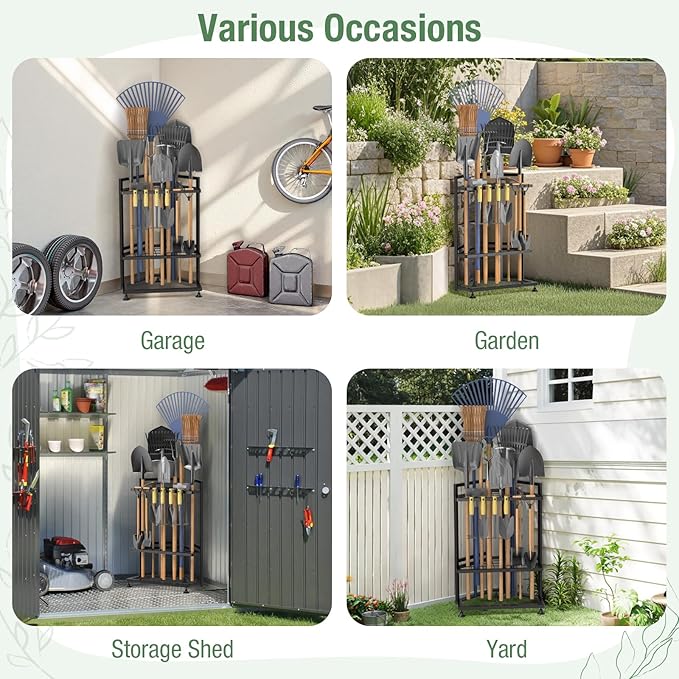 Garden Tool Organizer for Corner, Metal Yard Tool Organizer for Long-Handled - Image 6